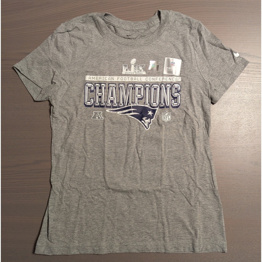 Nike New England Patriots AFC Champions Super Bowl LIII Gray T-Shirt Womens XL